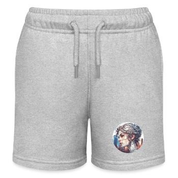 Frau / Lady / blond / hübsch / Feminin / weiblich - Kinder Organic Joggingshorts Mini Bolter von Stanley/Stella - Grau meliert - Vorne