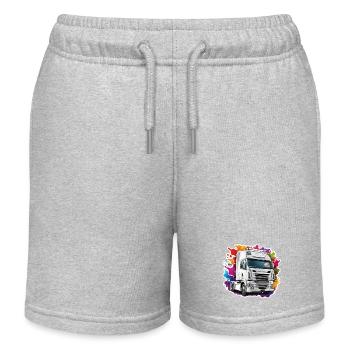 Truck / LKW / Lastfahrzeug / Fracht / Straße - Kinder Organic Joggingshorts Mini Bolter von Stanley/Stella - Grau meliert - Vorne