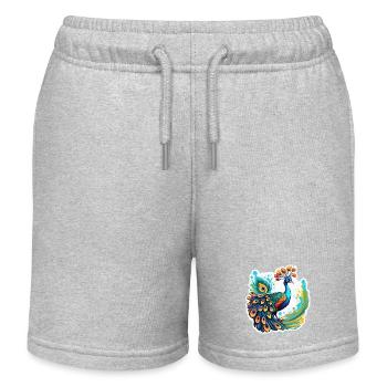 Peacock / Animal / Zoo / Plumage / Natural Beauty - Kids Organic Sweat Shorts by Stanley/Stella - heather grey - Front