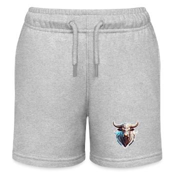 Stier / Bulle / Tier / Hörner / Stierkampf - Kinder Organic Joggingshorts Mini Bolter von Stanley/Stella - Grau meliert - Vorne