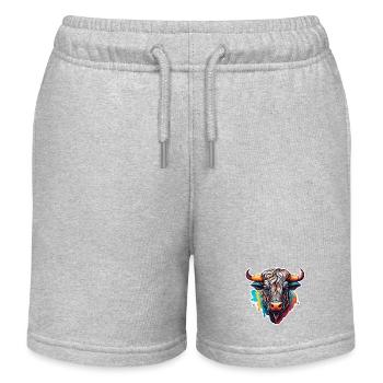 Stier / Bulle / Tier / Hörner / Stierkampf - Kinder Organic Joggingshorts Mini Bolter von Stanley/Stella - Grau meliert - Vorne