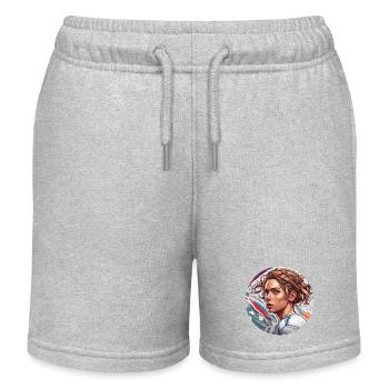 Fußballerin / Sport / Fußballplatz / Verein / FC - Kinder Organic Joggingshorts Mini Bolter von Stanley/Stella - Grau meliert - Vorne