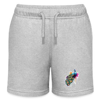 Peacock / Animal / Zoo / Plumage / Natural Beauty - Kids Organic Sweat Shorts by Stanley/Stella - heather grey - Front