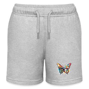 Butterfly / Animal / Insect / Flying / Summer - Kids Organic Sweat Shorts by Stanley/Stella - heather grey - Front