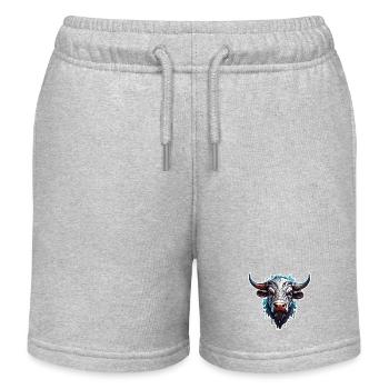 Stier / Bulle / Tier / Hörner / Stierkampf - Kinder Organic Joggingshorts Mini Bolter von Stanley/Stella - Grau meliert - Vorne