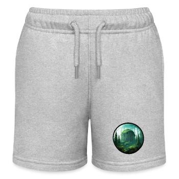 Wald / Wildnis / Natur / Bäume / grün / Idylle - Kinder Organic Joggingshorts Mini Bolter von Stanley/Stella - Grau meliert - Vorne