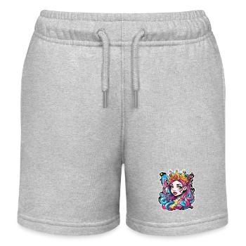 Prinzessin / Frau / Mädchen / Dame / Comic - Kinder Organic Joggingshorts Mini Bolter von Stanley/Stella - Grau meliert - Vorne