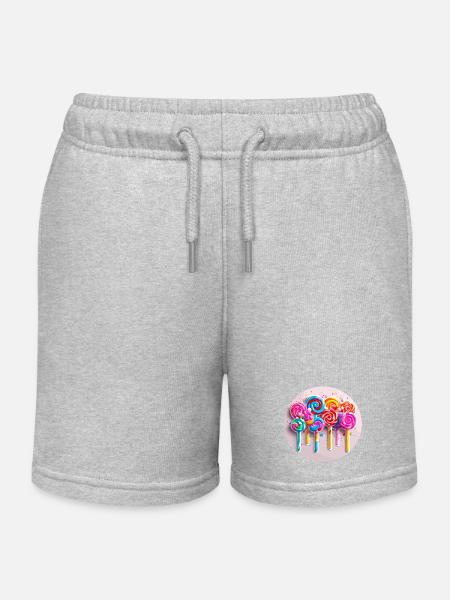 Lutscher / Lolli Pop / Süßigkeit / schlecken / süß - Stanley/Stella børne sweatshorts økologisk - grå meleret