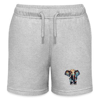 Éléphant / Animal / Safari / Zoo / Afrique / Bande dessinée - Short de jogging enfant bio Stanley/Stella - gris chiné - Devant