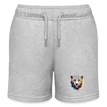 Leopard / Cheetah / Animal / Animal Print / Pattern - Kids Organic Sweat Shorts by Stanley/Stella - heather grey - Front