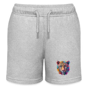 Leopard / Cheetah / Animal / Animal Print / Pattern - Kids Organic Sweat Shorts by Stanley/Stella - heather grey - Front