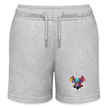 Fledermaus / Vampir / Dracula / Tier / Halloween - Kinder Organic Joggingshorts Mini Bolter von Stanley/Stella - Grau meliert - Vorne