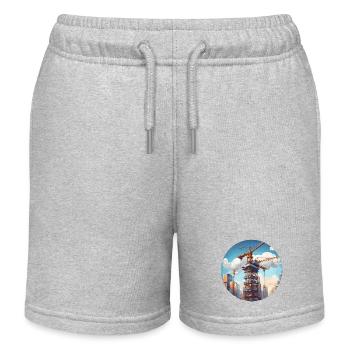 Kran / Baustelle / Seilwinde / Kransystem - Kinder Organic Joggingshorts Mini Bolter von Stanley/Stella - Grau meliert - Vorne