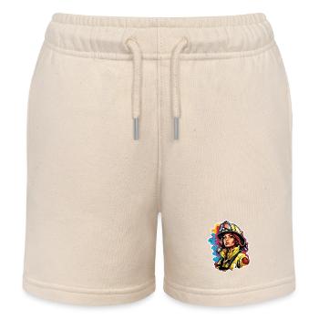 Firefighter / Fire / Fire / Extinguish / Heroine - Kids Organic Sweat Shorts by Stanley/Stella - soft Ecru - Front