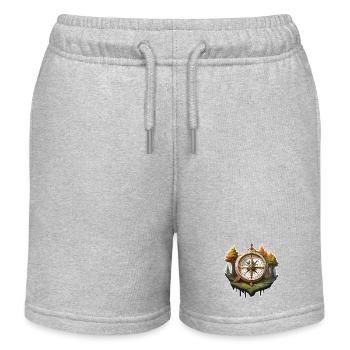 Boussole / Direction cardinale / Voyage / Survie - Short de jogging enfant bio Stanley/Stella - gris chiné - Devant