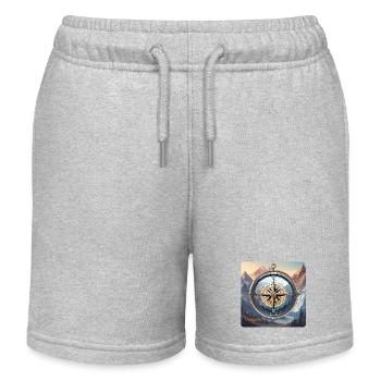 Boussole / Direction cardinale / Voyage / Survie - Short de jogging enfant bio Stanley/Stella - gris chiné - Devant