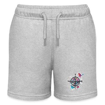 Boussole / Direction cardinale / Voyage / Survie - Short de jogging enfant bio Stanley/Stella - gris chiné - Devant