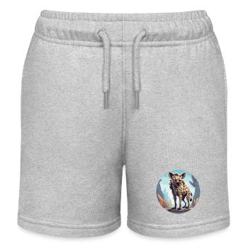 Hyäne / Afrika / Safrai / Zoo / Wildis / Tier - Kinder Organic Joggingshorts Mini Bolter von Stanley/Stella - Grau meliert - Vorne
