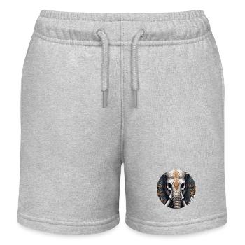 Elephant / Animal / Oriental / Flowers / Pattern - Kids Organic Sweat Shorts by Stanley/Stella - heather grey - Front