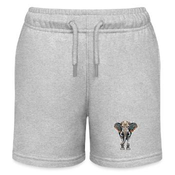 Elephant / Animal / Oriental / Flowers / Pattern - Kids Organic Sweat Shorts by Stanley/Stella - heather grey - Front