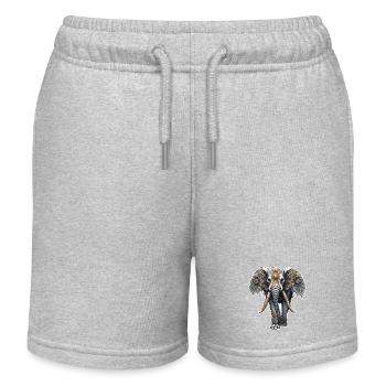 Elephant / Animal / Oriental / Flowers / Pattern - Kids Organic Sweat Shorts by Stanley/Stella - heather grey - Front