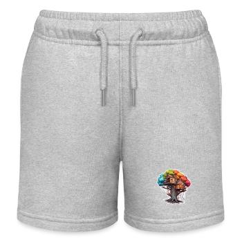 Cabane dans les arbres / Cime des arbres / Cabane dans les arbres / Aventure - Short de jogging enfant bio Stanley/Stella - gris chiné - Devant