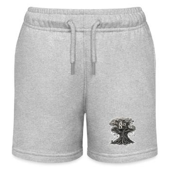 Cabane dans les arbres / Cime des arbres / Cabane dans les arbres / Aventure - Short de jogging enfant bio Stanley/Stella - gris chiné - Devant