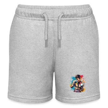 Boxer / Sport / Kampf / Arena / Boxring / Fäuste - Kinder Organic Joggingshorts Mini Bolter von Stanley/Stella - Grau meliert - Vorne
