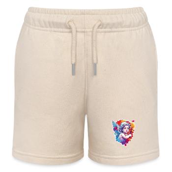Cupidon / Amour / Flèche / Coeur / Saint Valentin - Short de jogging enfant bio Stanley/Stella - écru doux - Devant