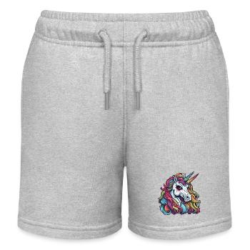 Unicorn / mythical creatures / fairy tales / magic / glitter - Kids Organic Sweat Shorts by Stanley/Stella - heather grey - Front