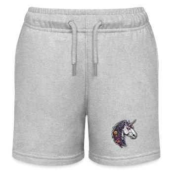 Einhorn / Fabelwesen / Märchen / Magie / Glitzer - Kinder Organic Joggingshorts Mini Bolter von Stanley/Stella - Grau meliert - Vorne