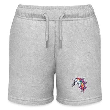 Einhorn / Fabelwesen / Märchen / Magie / Glitzer - Kinder Organic Joggingshorts Mini Bolter von Stanley/Stella - Grau meliert - Vorne