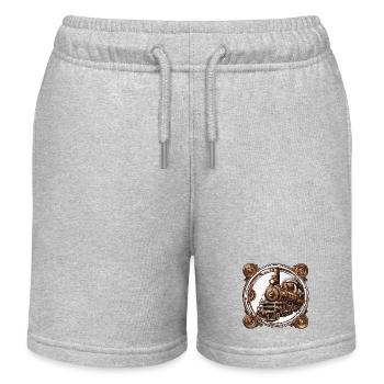 Train / Locomotive / Steam Locomotive / Railway / Lock - Kids Organic Sweat Shorts by Stanley/Stella - heather grey - Front