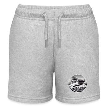 Bateau pirate / Bateau / Mer / Océan / Vagues - Short de jogging enfant bio Stanley/Stella - gris chiné - Devant