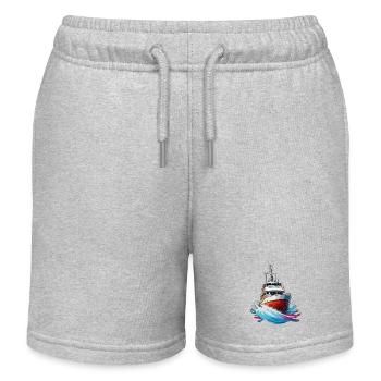 Pirate Ship / Boat / Sea / Ocean / Waves - Kids Organic Sweat Shorts by Stanley/Stella - heather grey - Front
