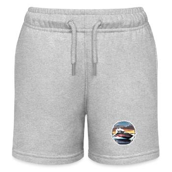 Pirate Ship / Boat / Sea / Ocean / Waves - Kids Organic Sweat Shorts by Stanley/Stella - heather grey - Front