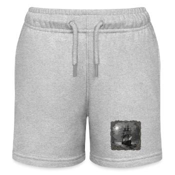 Bateau pirate / Bateau / Mer / Océan / Vagues - Short de jogging enfant bio Stanley/Stella - gris chiné - Devant
