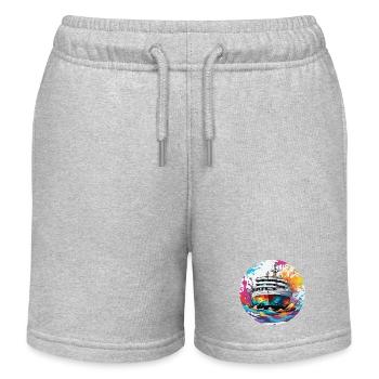 Pirate Ship / Boat / Sea / Ocean / Waves - Kids Organic Sweat Shorts by Stanley/Stella - heather grey - Front