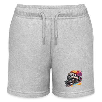 Zug / Lokomotive / Dampflok / Eisenbahn / Lock - Kinder Organic Joggingshorts Mini Bolter von Stanley/Stella - Grau meliert - Vorne