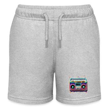 Radio / Analogique / Musique / Fréquence / Haut-parleurs - Short de jogging enfant bio Stanley/Stella - gris chiné - Devant