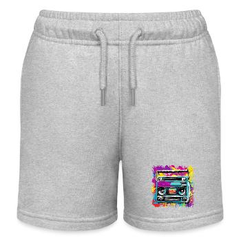 Radio / Analogique / Musique / Fréquence / Haut-parleurs - Short de jogging enfant bio Stanley/Stella - gris chiné - Devant
