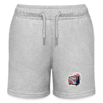 TV / Television / Analogue / Tube TV / Retro - Kids Organic Sweat Shorts by Stanley/Stella - heather grey - Front