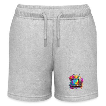 TV / Television / Analogue / Tube TV / Retro - Kids Organic Sweat Shorts by Stanley/Stella - heather grey - Front