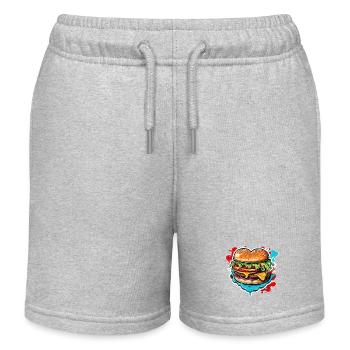 Burger / Fastfood / Essen / Brötchen / Rindfleisch - Kinder Organic Joggingshorts Mini Bolter von Stanley/Stella - Grau meliert - Vorne