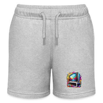 TV / Television / Analogue / Tube TV / Retro - Kids Organic Sweat Shorts by Stanley/Stella - heather grey - Front