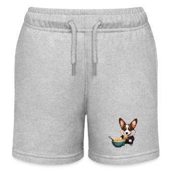 Corgi qui mange des ramens #2 - Short de jogging enfant bio Stanley/Stella - gris chiné - Devant