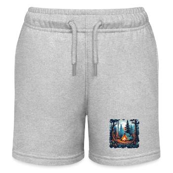 Forêt / Sauvage / Tente / Sauvage / Arbres / Vie - Short de jogging enfant bio Stanley/Stella - gris chiné - Devant
