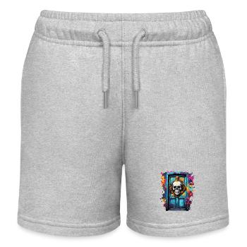 Door Knocker / Skull / Bell / Antique / Old - Kids Organic Sweat Shorts by Stanley/Stella - heather grey - Front