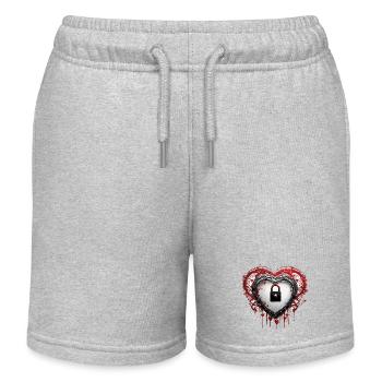 Shoulder Lock / Key / Heart Lock / Motif - Kids Organic Sweat Shorts by Stanley/Stella - heather grey - Front