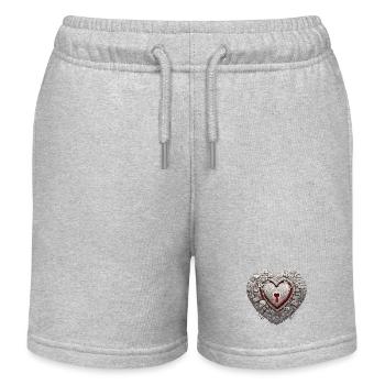 Shoulder Lock / Key / Heart Lock / Motif - Kids Organic Sweat Shorts by Stanley/Stella - heather grey - Front